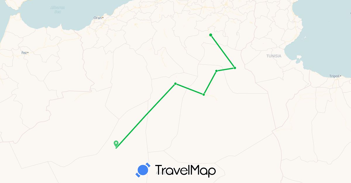 TravelMap itinerary: driving, bus in Algeria (Africa)